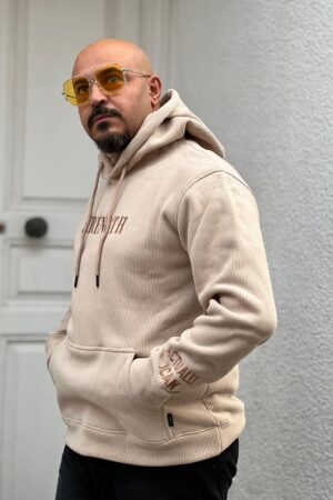 Strength Beige wool hoodie