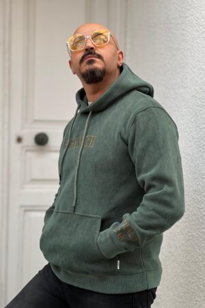 Strength green wool hoodie