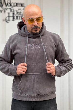 Strength gray wool hoodie