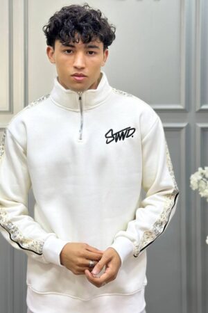 White Half zip up