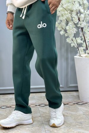 green wide-leg sweatpant