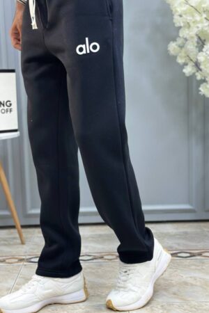 black wide-leg sweatpant