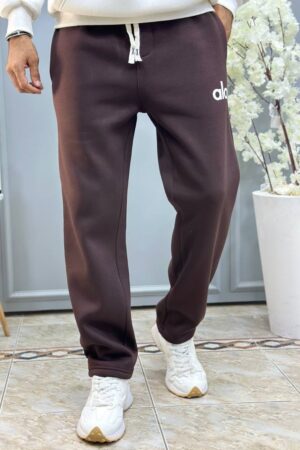 brown wide-leg sweatpant