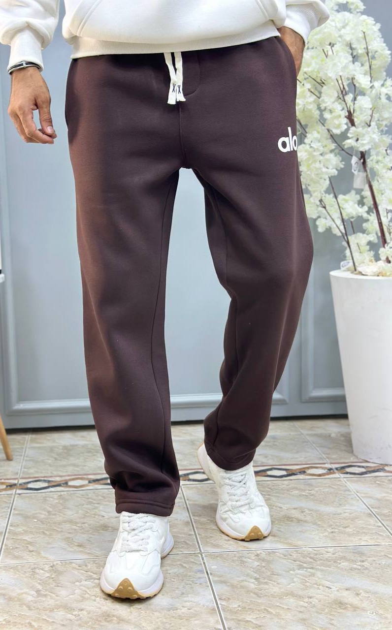 brown wide-leg sweatpant