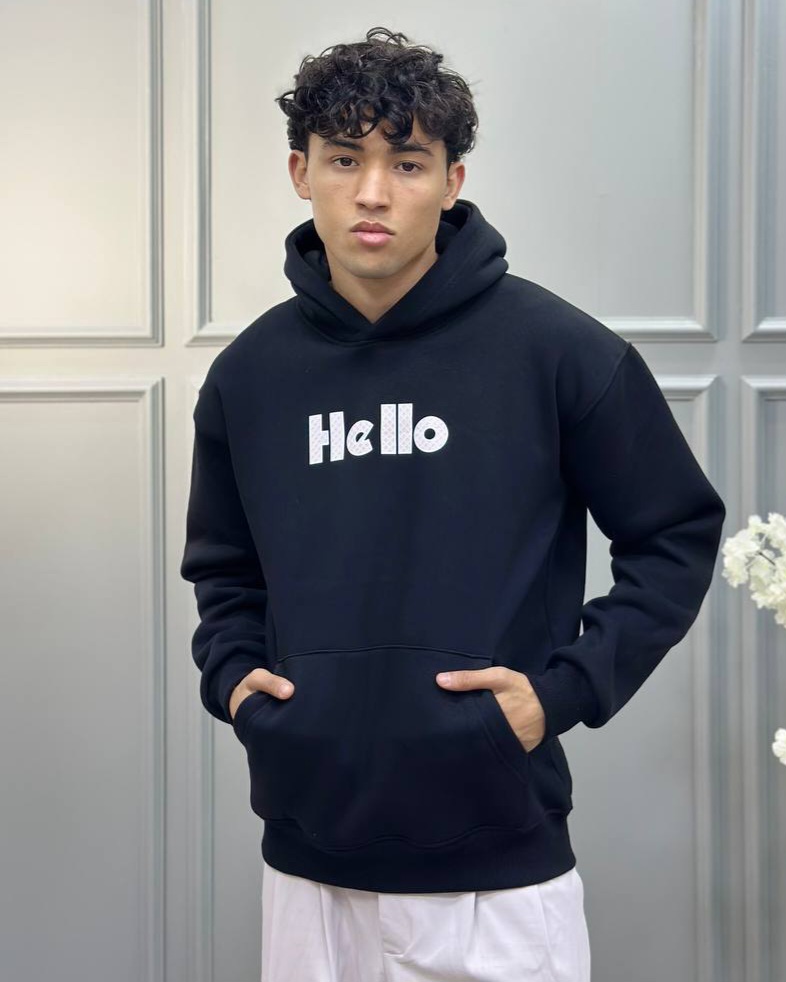 black Hello hoodie - Image 3