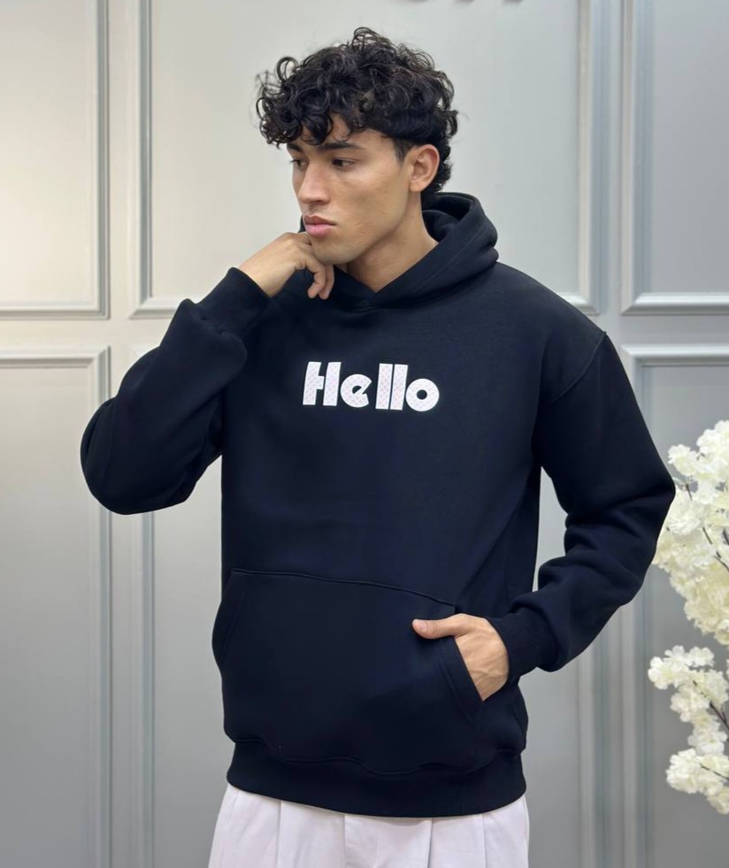 black Hello hoodie - Image 2