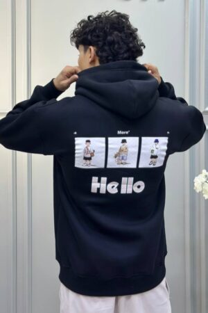 black Hello hoodie