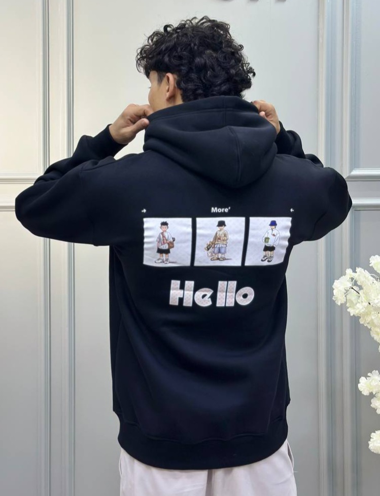 black Hello hoodie